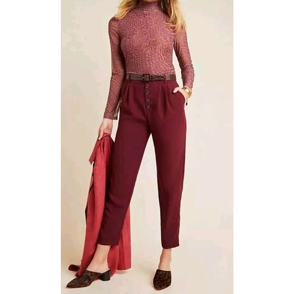 Anthropologie Womens 16 High Rise Sasha Pants Straight Leg Button Fly Pleated - Picture 1 of 15